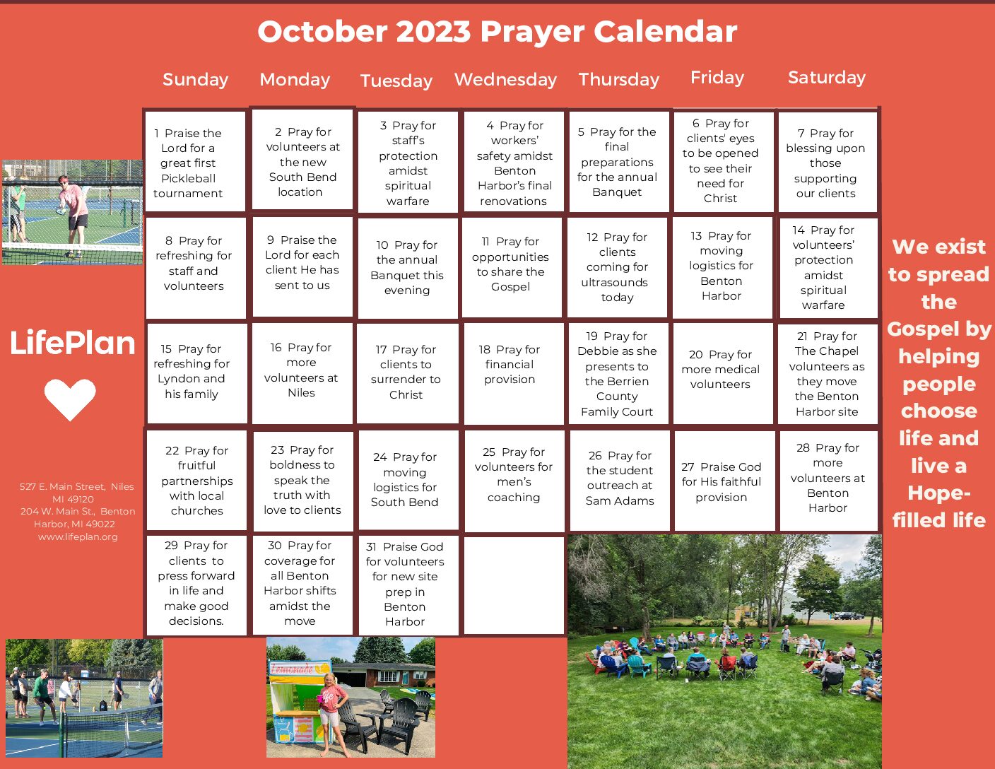 October 2023 Prayer Calendar