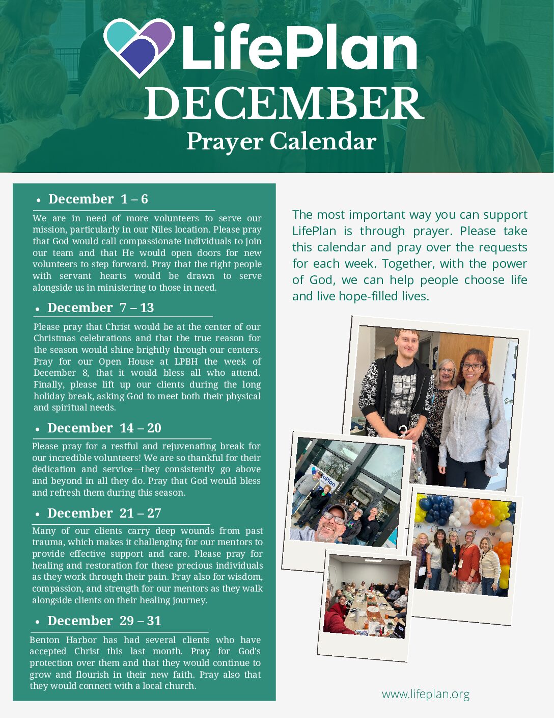 December 2025 Prayer Calendar