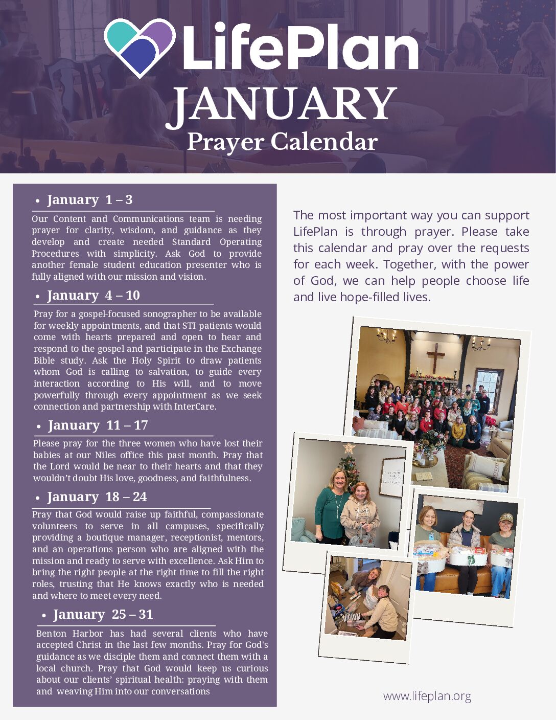 January 2026 Prayer Calendar